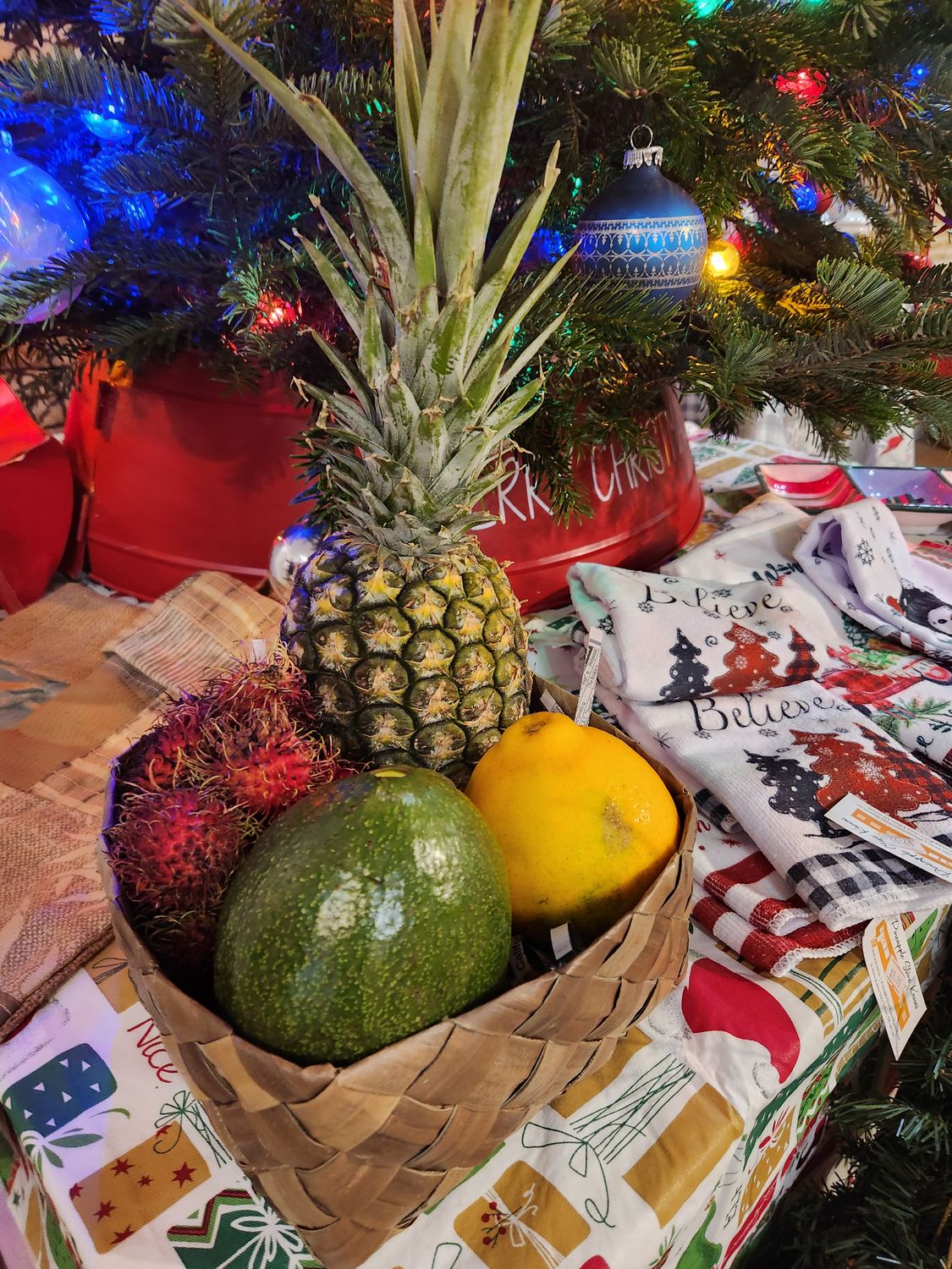 Tropical Christmas Holiday Fruit Basket