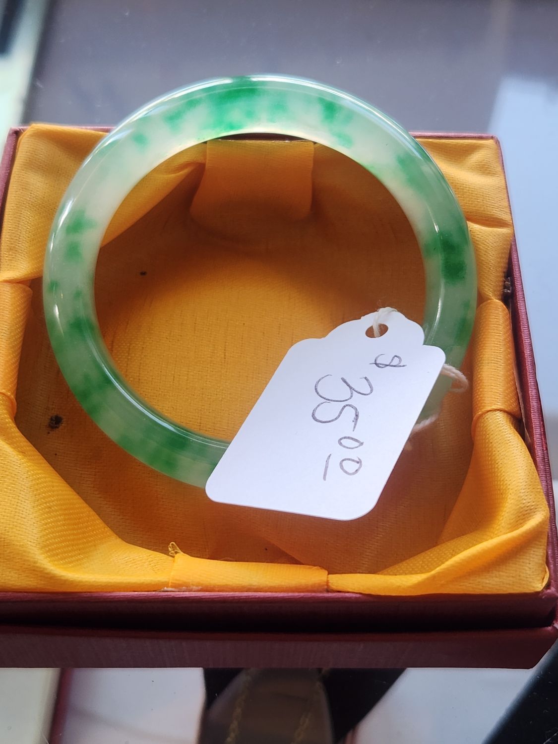 2 1/8 diameter green jade bracelet