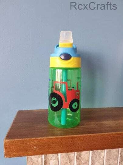 Tractor Kids 480ml popup spout water bottle personalised name  BPA free.