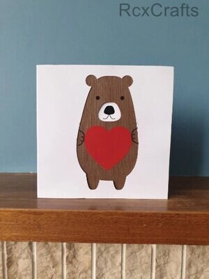 Valentines,Mothers, Anniversary, Fathers day handmade bear hug greetings card