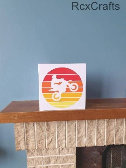 Motocross sunset birthday card / greetings card. Ideal for all motocross fans!