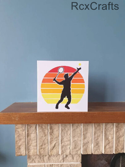 Tennis sunset birthday card / greetings card. Ideal for all tennis fans!