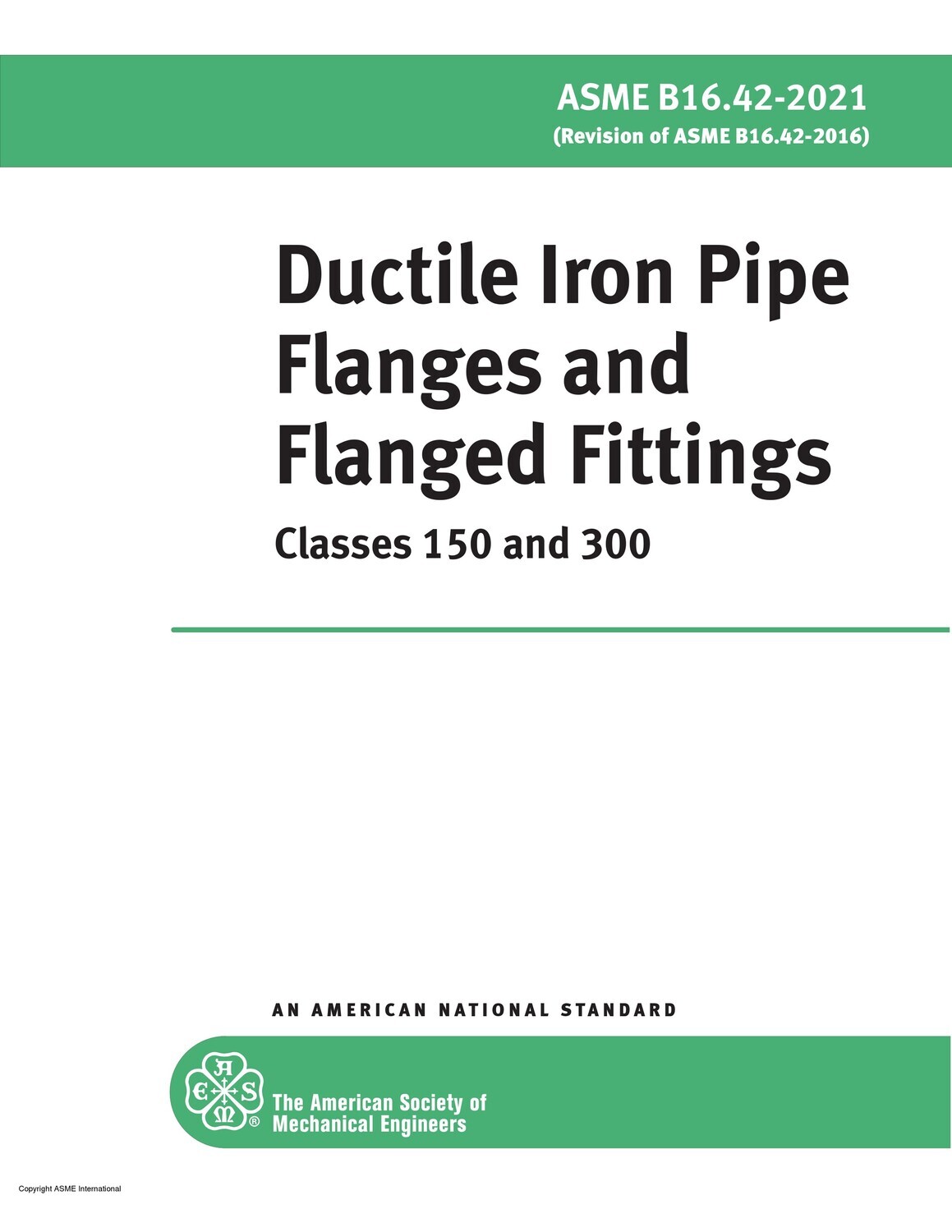 ASME B16.422021 Ductile Iron Pipe Flanges and Flanged Fittings