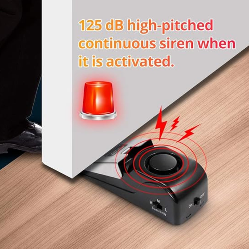 Door Stop Alarm – 120 dB Security Alarm for Doors, Travel, Apartment, Hotel, and Home