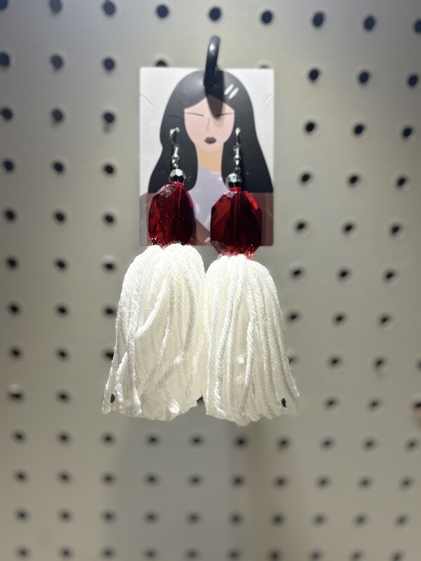 Crochet Bead Tassel Earrings