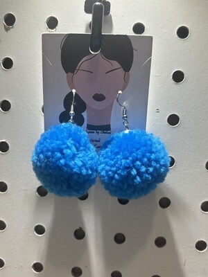 Crochet Pompom Yarn Earrings