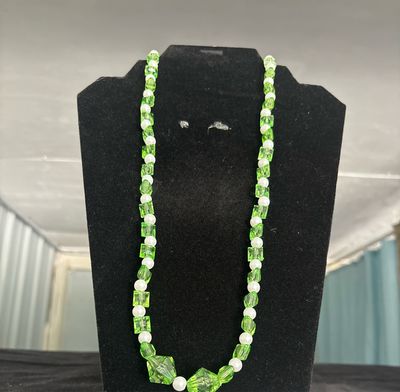 Necklace Clear,wooden,glass Beads