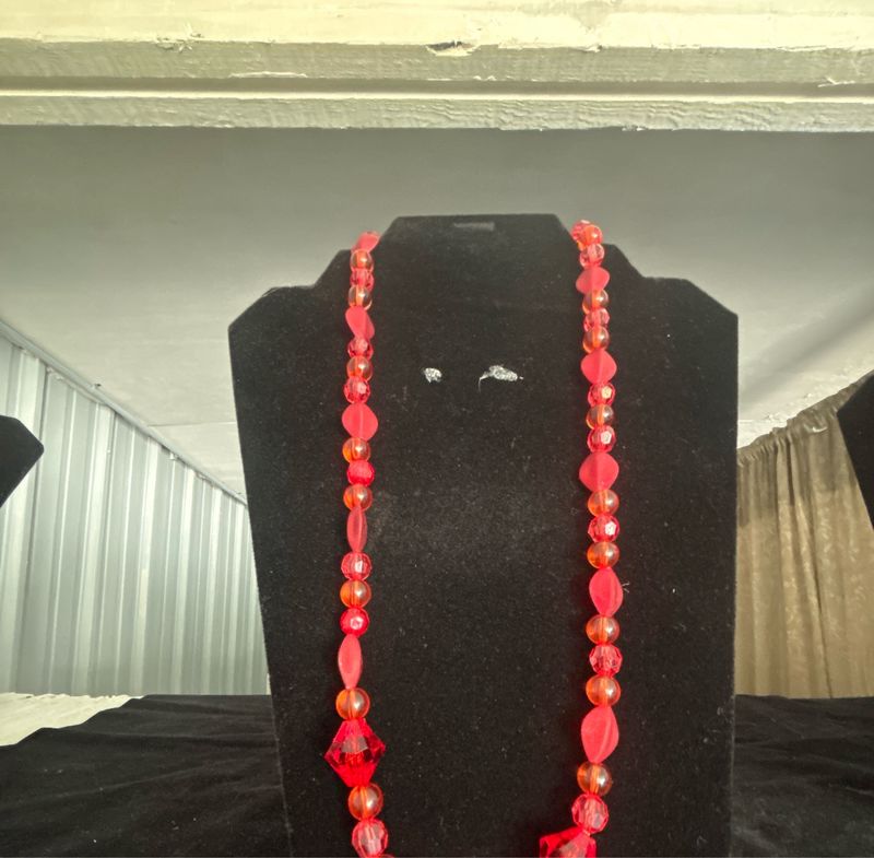 Necklace Clear,wooden,glass Beads