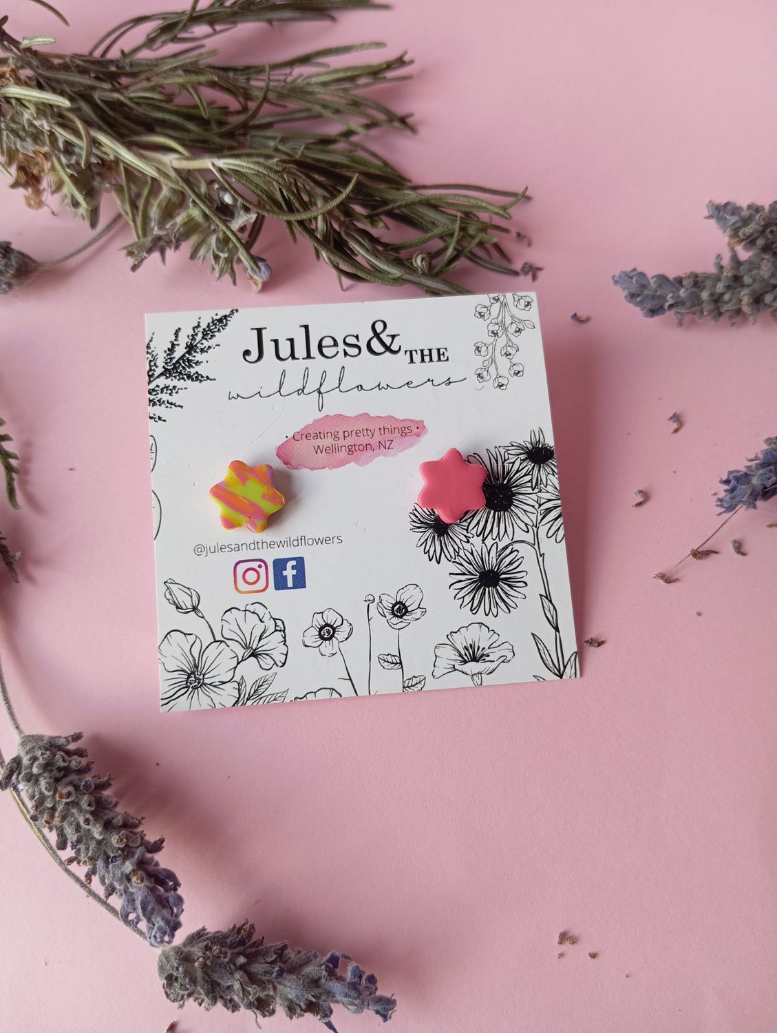 Summer Fling - Mismatched floral studs