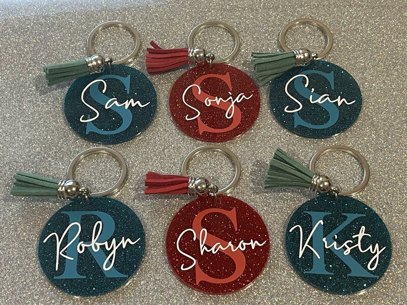 Acrylic Glitter Round Keychain