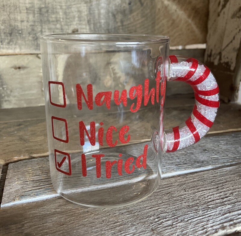 Candy Cane Glass Mug