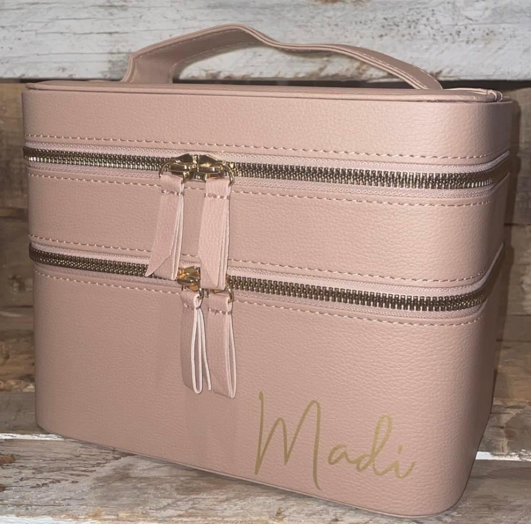 Nude Personalised 2 Tier Make-Up Travel Case