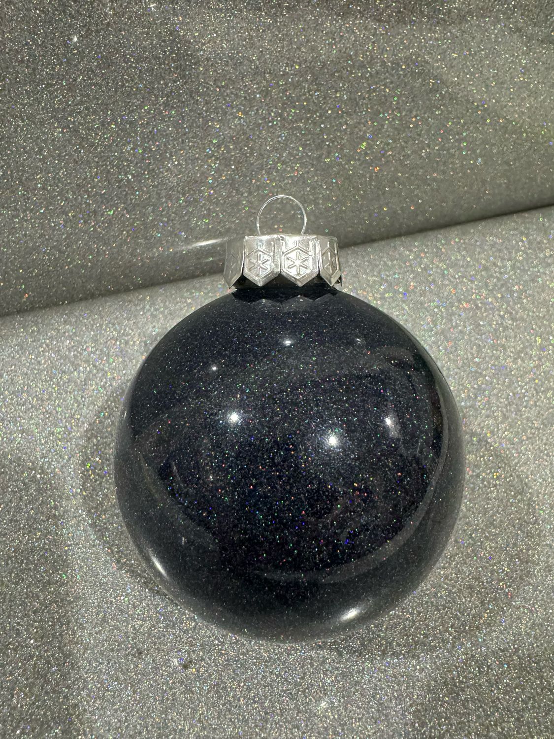 Personalised Black Glitter Bauble