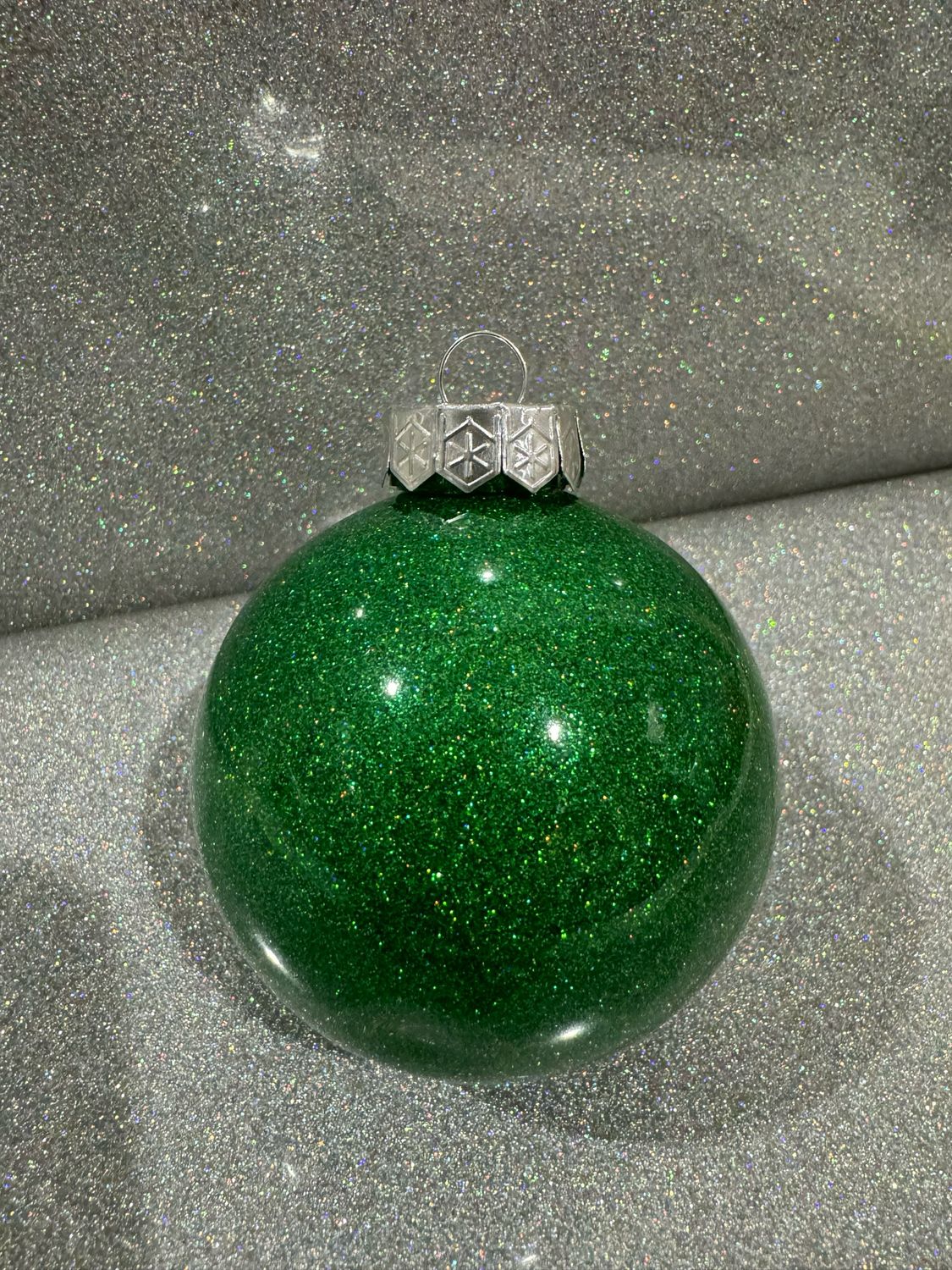 Personalised Green Glitter Bauble