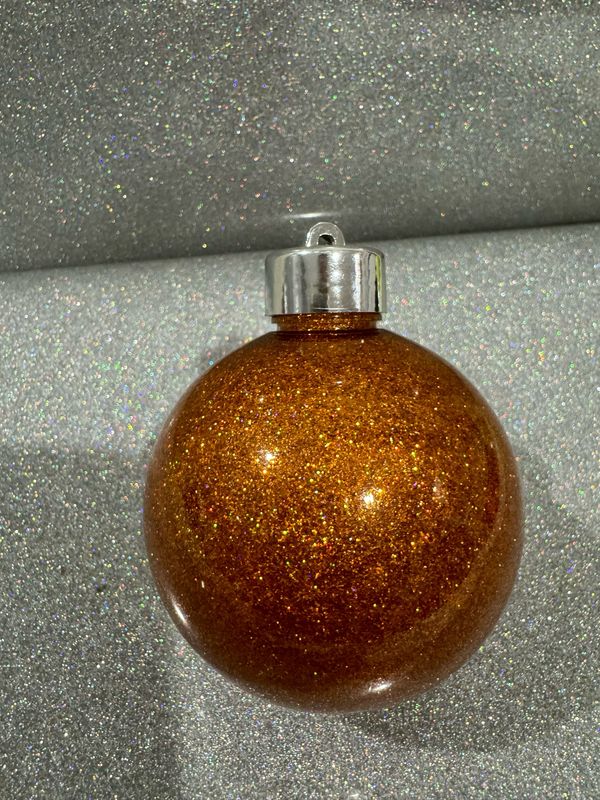 Personalised Burnt Orange Glitter Bauble
