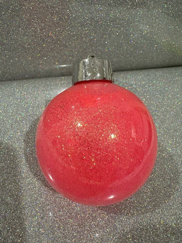 Personalised Fluro Pink Glitter Bauble