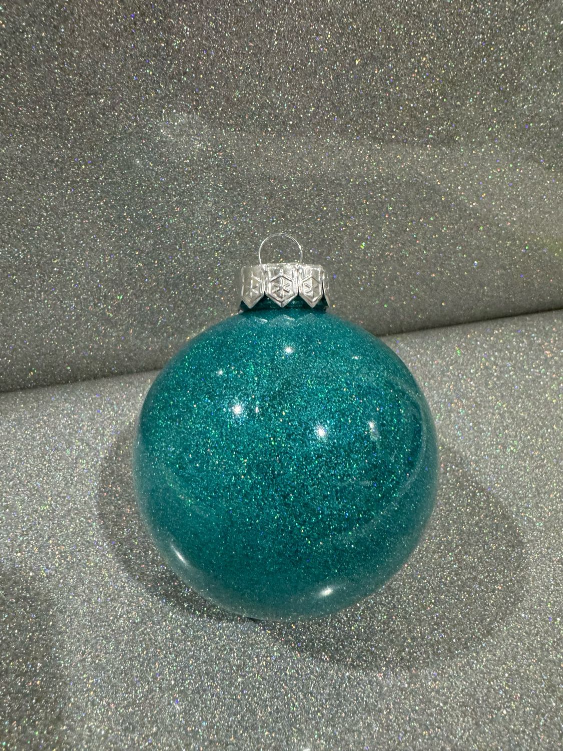 Personalised Teal Glitter Bauble