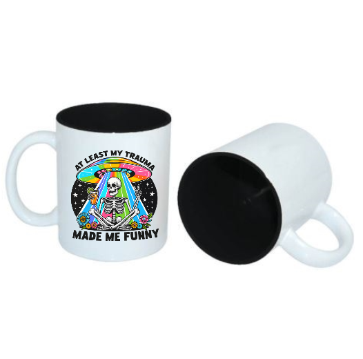 Funny Trauma Mug Black Internal
