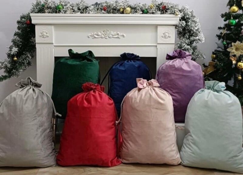 WHITE Personalised Velvet Sack