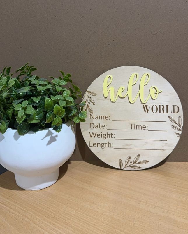Hello Birth Announcement Plaque