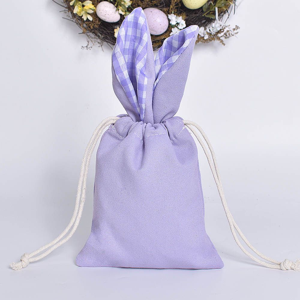 Purple Personalised Easter Bunny Pull String Bag