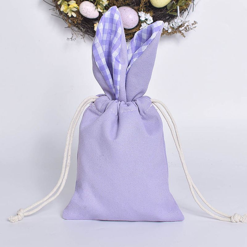 Purple Personalised Easter Bunny Pull String Bag
