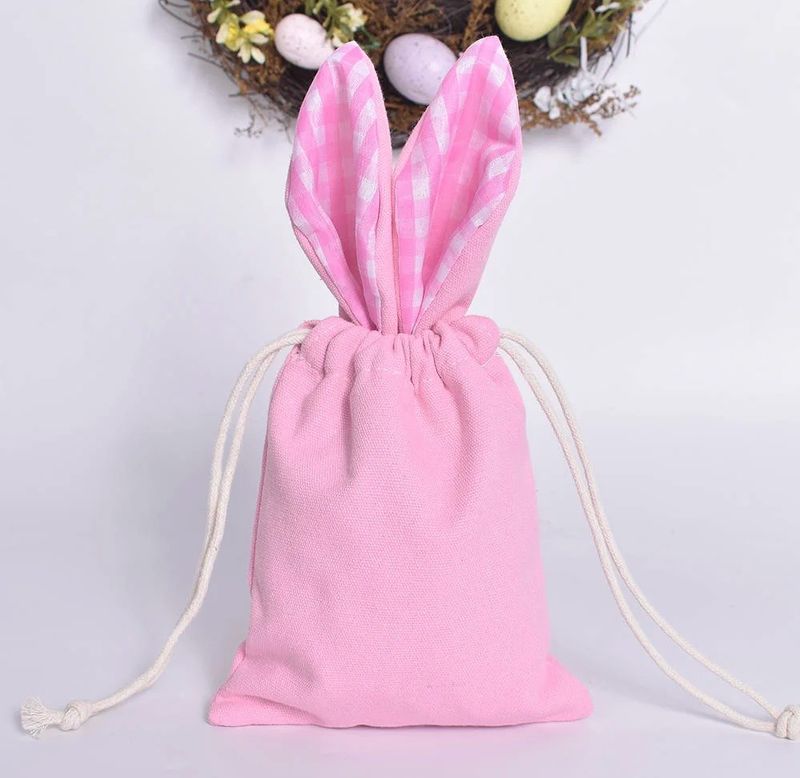 Pink Personalised Easter Bunny Pull String Bag