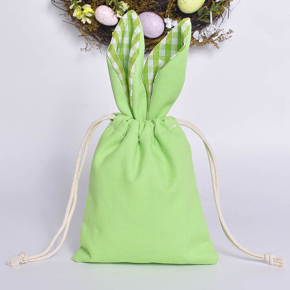 Green Personalised Easter Bunny Pull String Bag