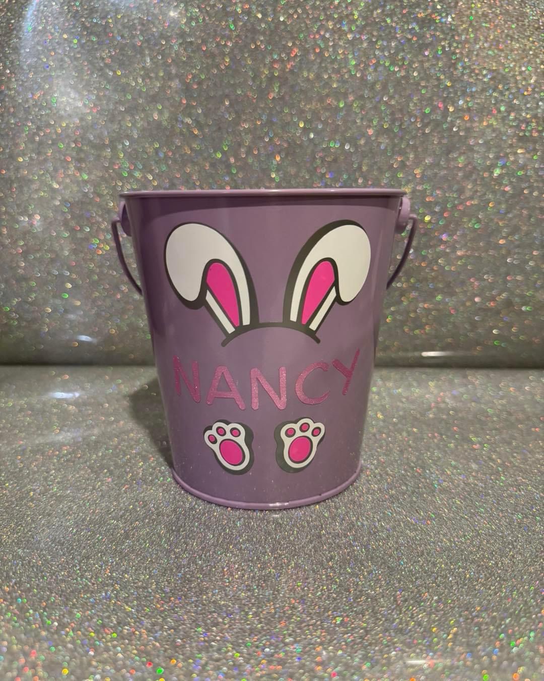 Personalised Purple Easter Bucket