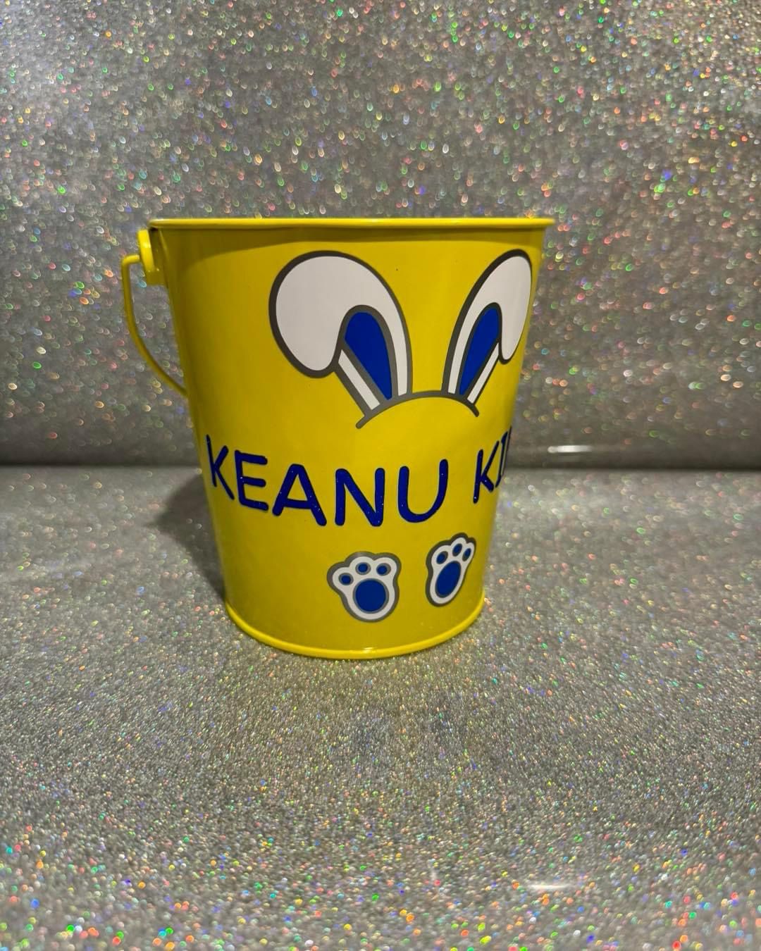 Personalised Yellow Easter Bucket