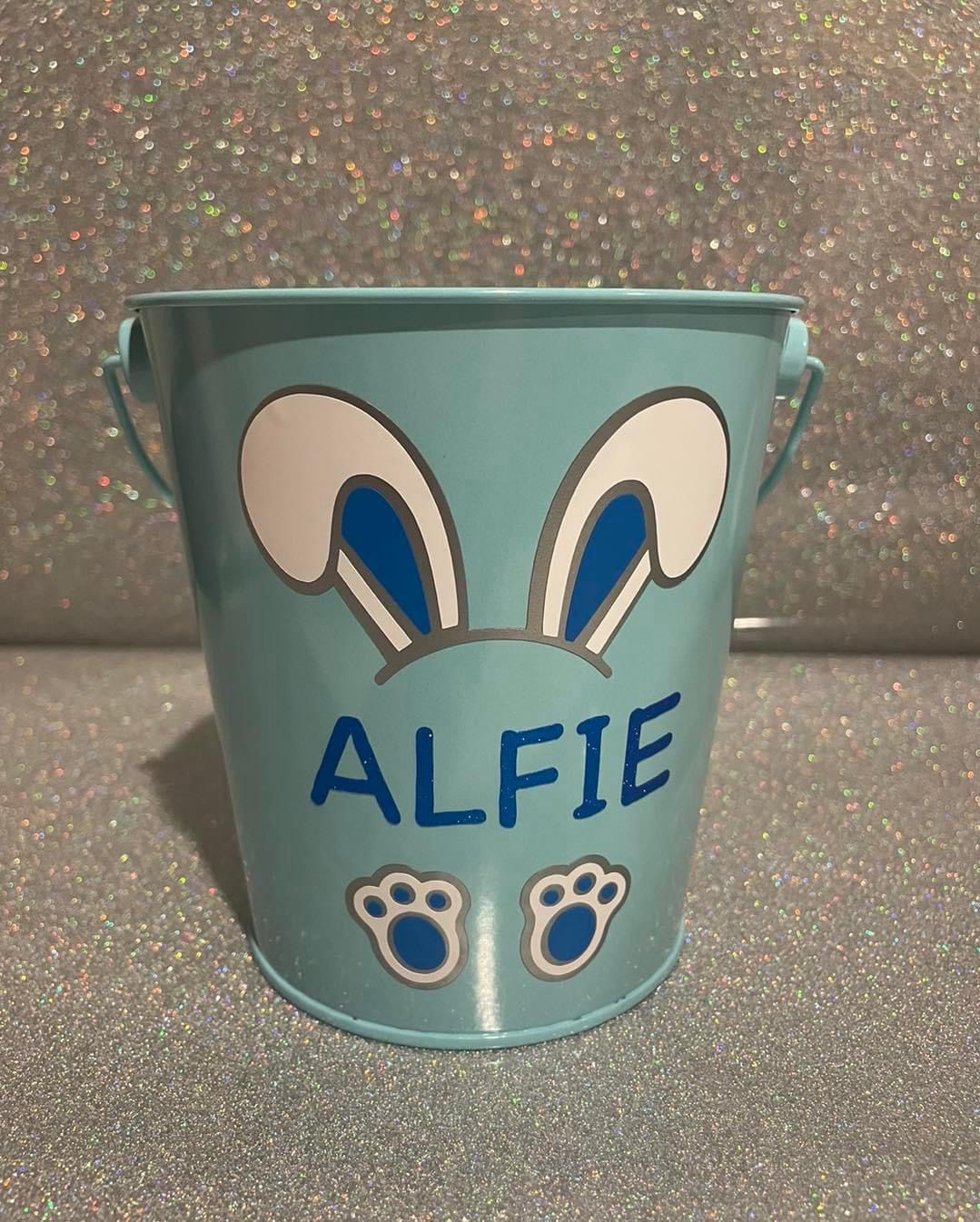 Personalised Blue Easter Bucket