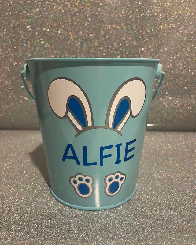 Personalised Blue Easter Bucket