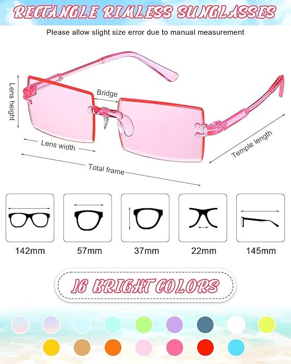 LEIFIDE Rimless Rectangle Sunglasses – Vintage Frameless Shades for Men &amp; Women, 16 Trendy Colors