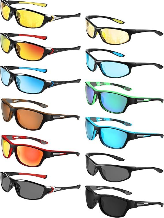 Kanayu Men’s Polarized Sports 12 Set Sunglasses – UV Protection Shades