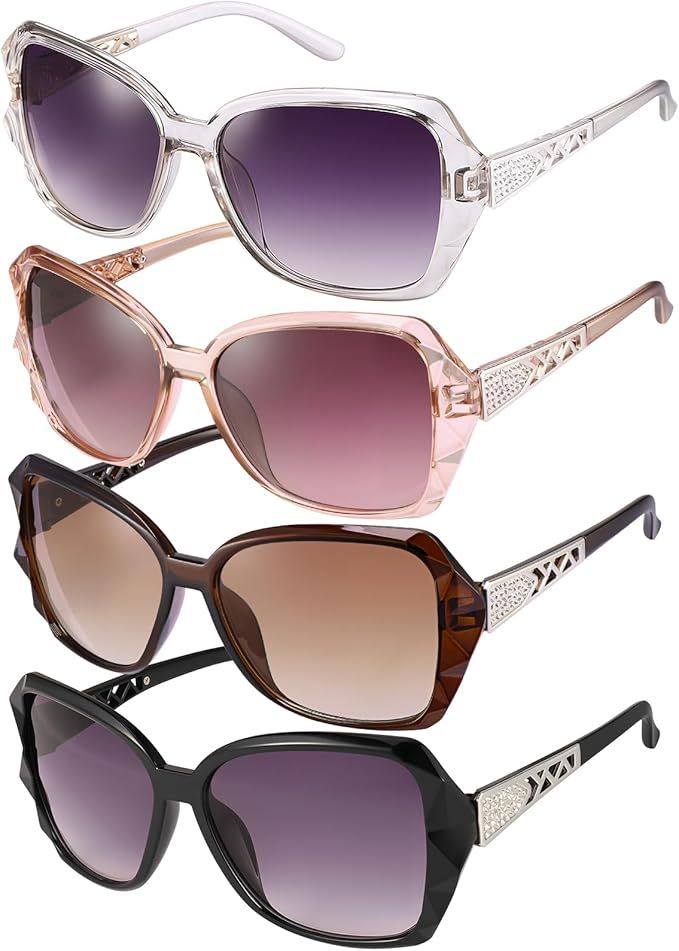 DragonflyDreams Large Frame - 4 Set Sunglasses for Women – Chic Oversized UV400 Fashion Glasses
