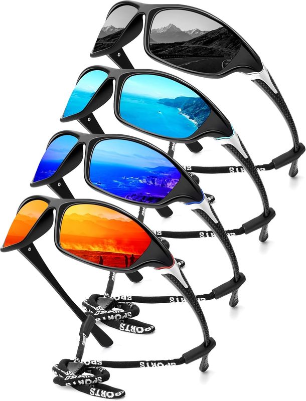 KALIYADI Polarized Sports 4 Set Sunglasses for Men – UV Protection Shades for Driving, Fishing, and Cycling