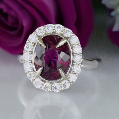 4ct purple rhodolite garnet ring