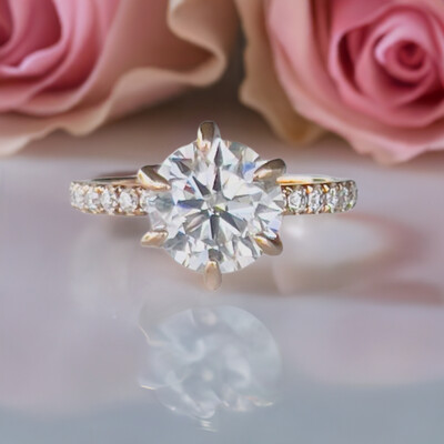 2.87ct round moissanite &amp; 10K rose gold ring