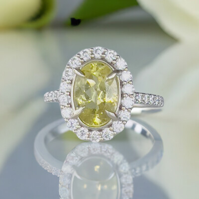 2.5ct yellow beryl &amp; moissanite ring 10K gold