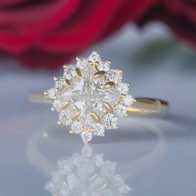 3.2ct princess moissanite 10K gold