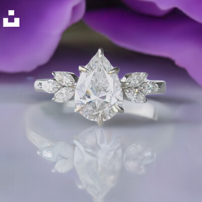 3.61ct pear moissanite 10K gold