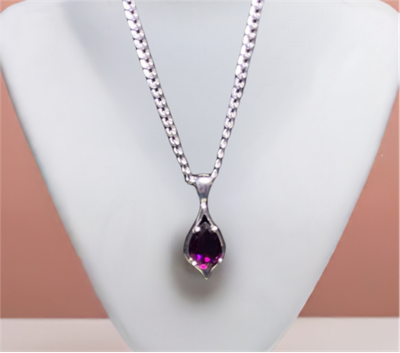 Rhodolite pear drop necklace 18&quot;