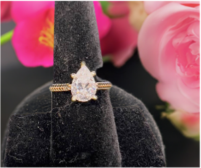3ct. Pear moissanite 10K gold