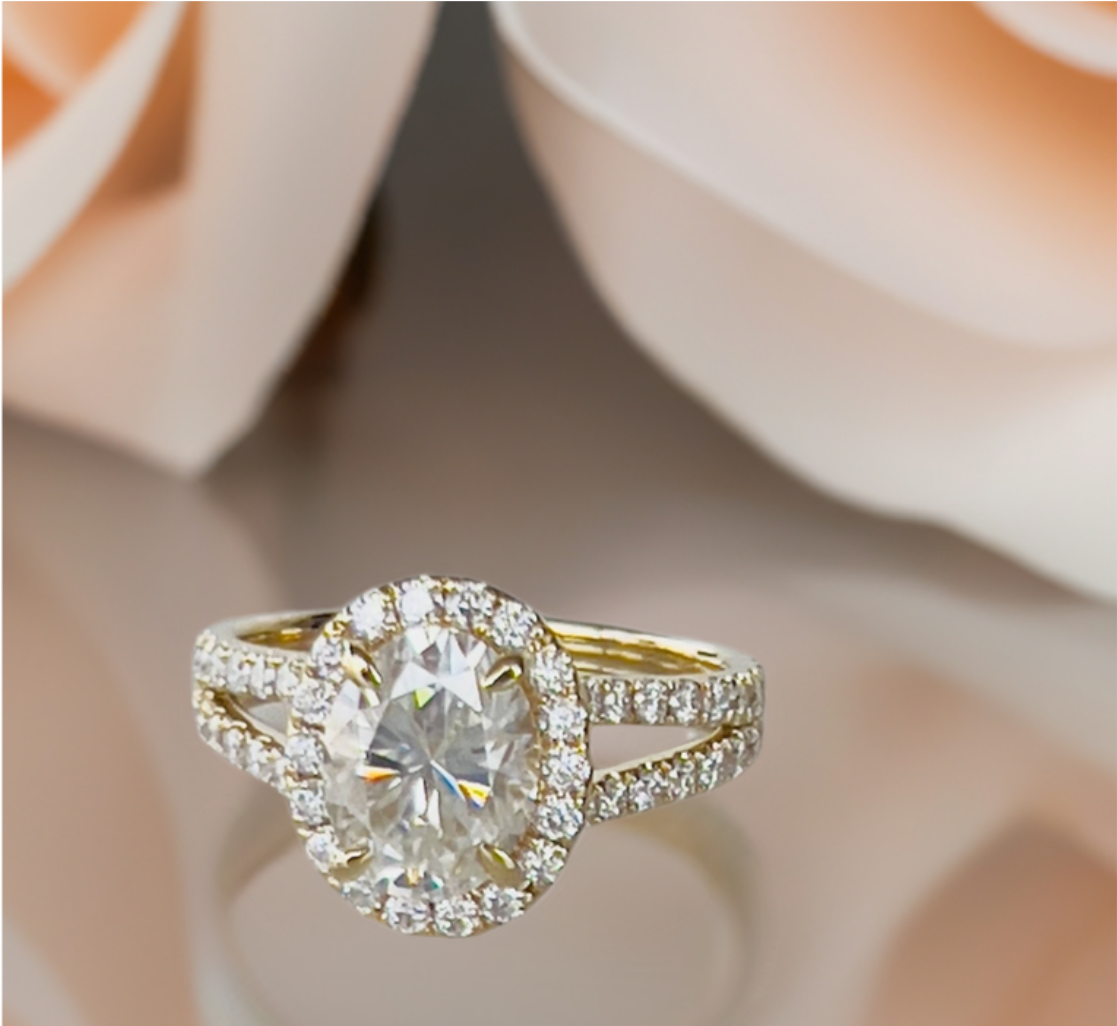 3.08ct. Moissanite and 10K yellow gold ring