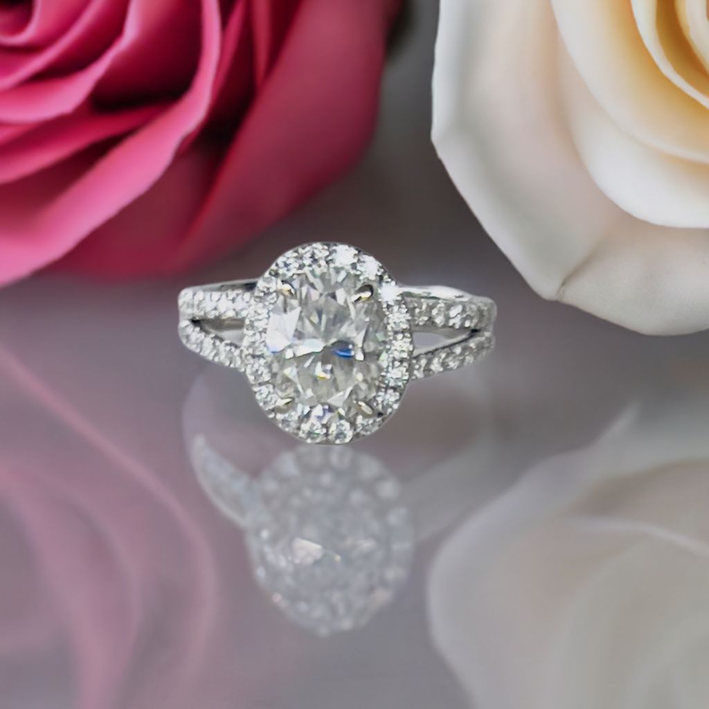 3.08ct moissanite and 10K white gold ring