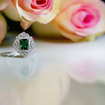 Large green Sterling Silver CZ Ring size 8