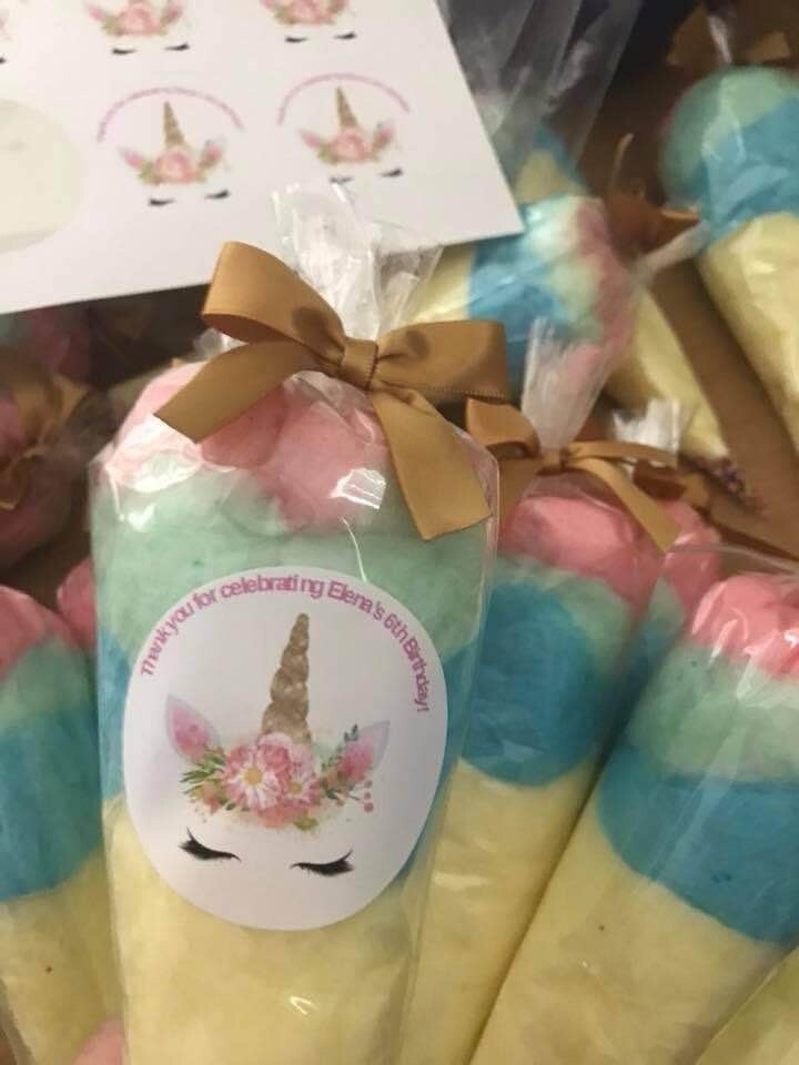 COTTON CANDY CONE BAGS FAVORS Custom Labels Available