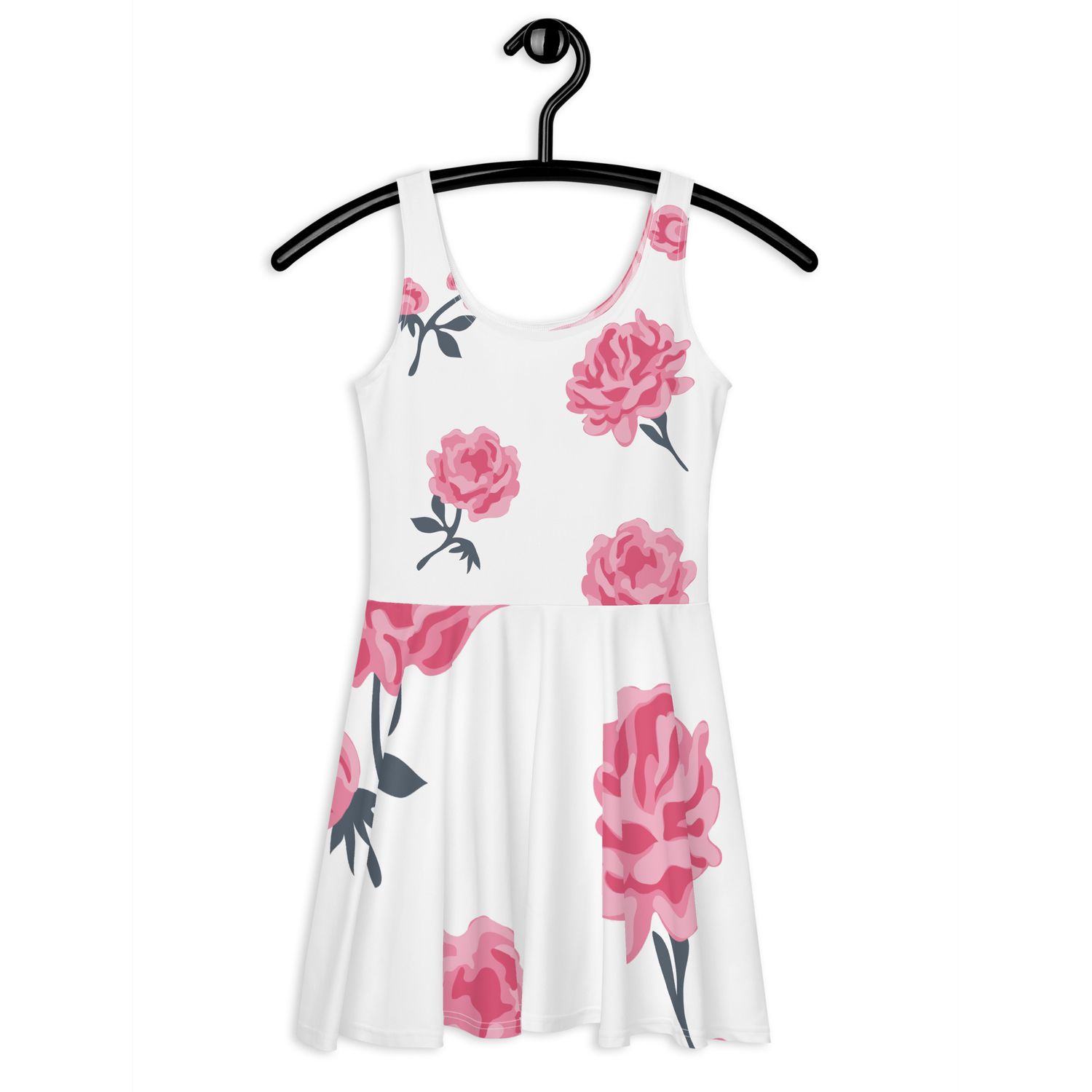 Pink Roses Sleeveless Skater Dress
