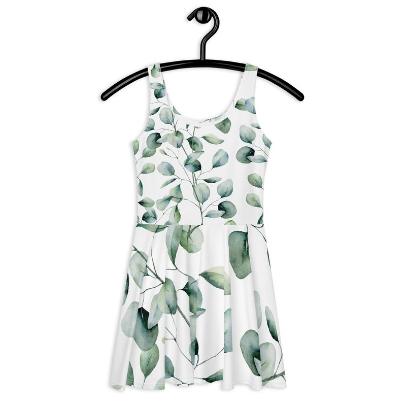 Leafy Sleeveless Skater Dress