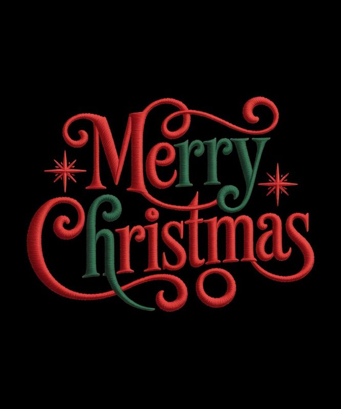Faux Embroidery Merry Christmas